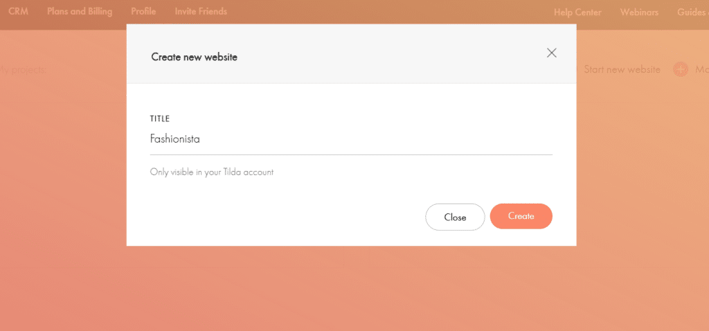 Sign Up for Tilda